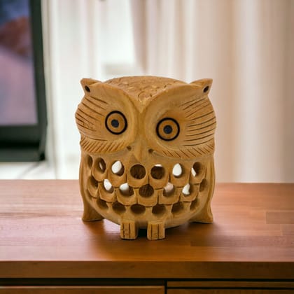 Wooden Owl Statue-Brown
