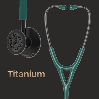 ELKO DEXA III Ti Titanium Stethoscope - Black Edition-Green / Engraving (+Rs. 199)