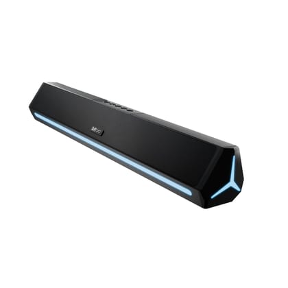 WALTA ELITE Brio 1110 , 25W Bluetooth Sound Bar, 2500 MAH Battery, 2.0 Channel with 52 MM Drivers, Multicolor Monochromatic Led Lights with TWS, Aux, Bluetooth and USB (Platinum Black)