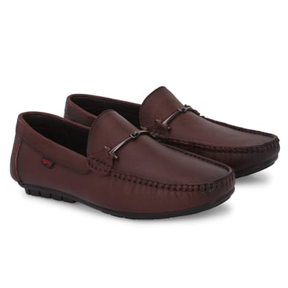 Egoss Casual Leather Loafers Shoes For Men-6 / Cherry / Regular