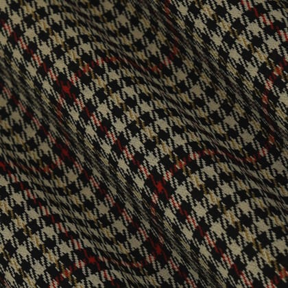 Multicolor Woolen Lycra Check Print Fabric