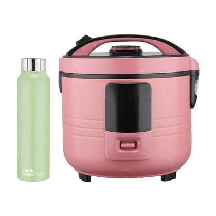 The Better Home FUMATO Cookeasy Automatic 500W Electric Rice Cooker 1.5L Pink  Stainless Steel Water Bottle 1 Litre Green-The Better Home FUMATO Cookeasy Automatic 500W Electric Rice Cooker 1.5L 