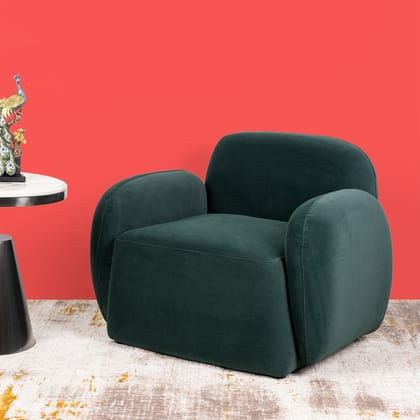 Emerald Embrace Lounge Chair-Leatherite / Available / Height - 30 inches & Width - 33 inches