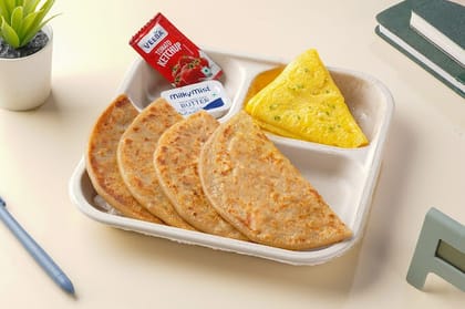 Aloo Paratha With Double Omelette Combo.