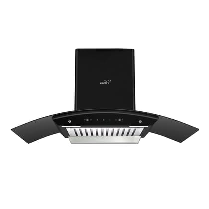 A20 BL140 Kitchen Chimney with 1200m /hr Suction, Thermal Auto Clean, Curved Glass, Baffle Filter, Motion Sensor Controls, Oil Collector Tray, LED Light (Black)