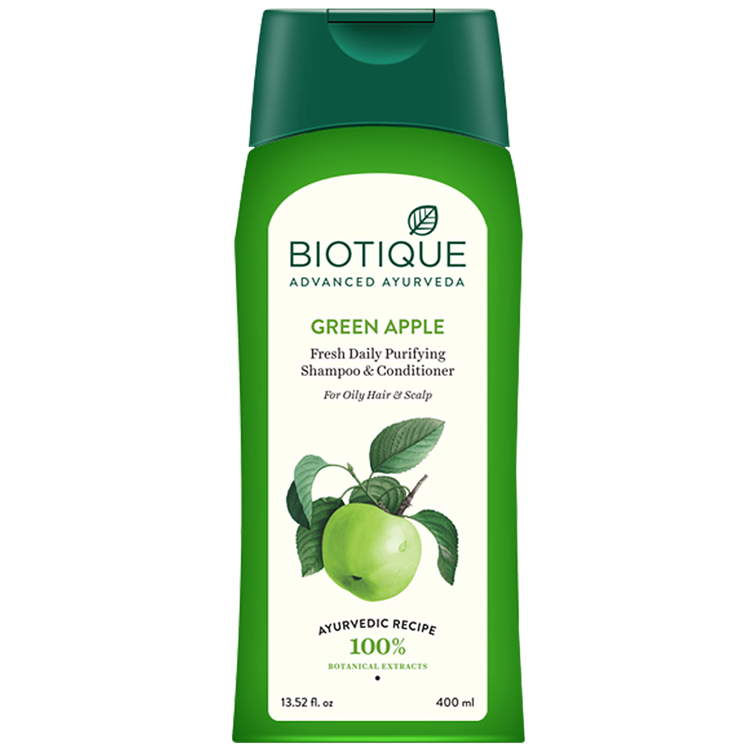 BIOTIQUE Fresh Daily Purifying Shampoo & Conditioner - Green Apple, For Oily Scalp & Hair, 400 ml