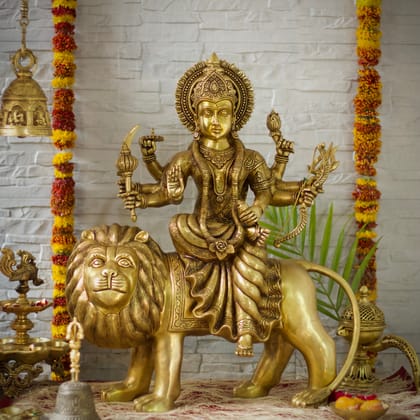 Auspicious Pure Brass Goddess Durga for Pooja | Aarti Handicraft Special-Brass