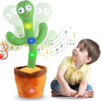 TikTok Dancing Cactus Plush Toy USB Charging,Sing 120pcs Songs,Recording,Repeats What You say and emit Colored Lights,Gifts (Talking Cactus)