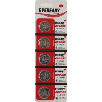 Eveready CR2032 3V Lithium Button Cell Battery-Pack of 5