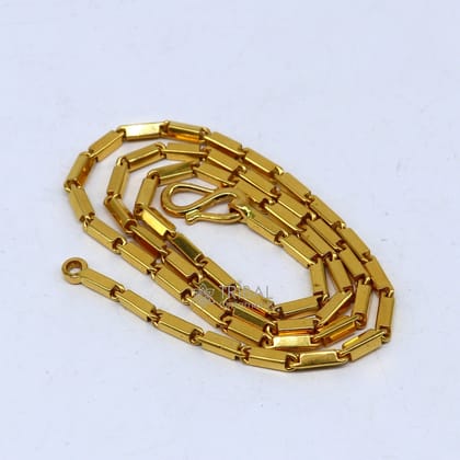 Hallmarked 3mm 22 karat yellow gold gorgeous solid baht chain, gold bar chain, heavy weight chain stylish men's chain jewelry from gbr41-18