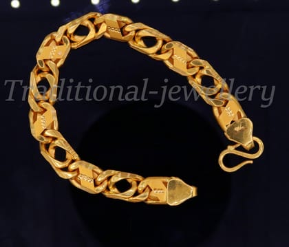 Traditional navabi chain style 22kt yellow gold handmade fabulous men's bracelet gifting jewelry