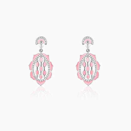 Silver Pink Lotus Bloom Earrings