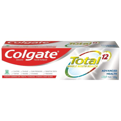 Colgate Total Whole Mouth Health, Antibacterial Toothpaste, 120Gm (Advanced Health)