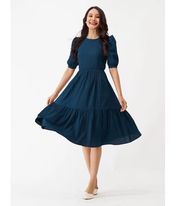 Femvy - Blue Rayon Womens Fit & Flare Dress ( Pack of 1 ) - None