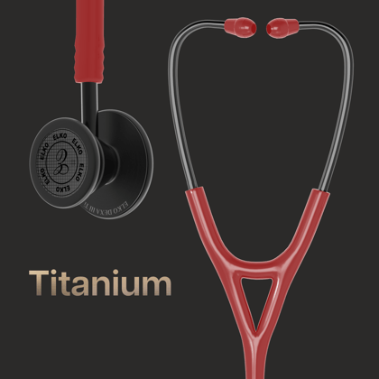 ELKO DEXA III Ti Titanium Stethoscope - Black Edition-Red / No Engraving