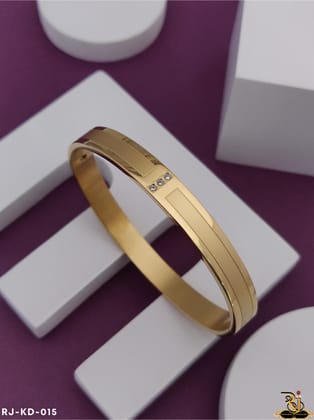 Superior Gold Plated Diamond Kada for Men KD-015-Free Size