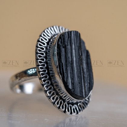 Raw Black Tourmaline Ring