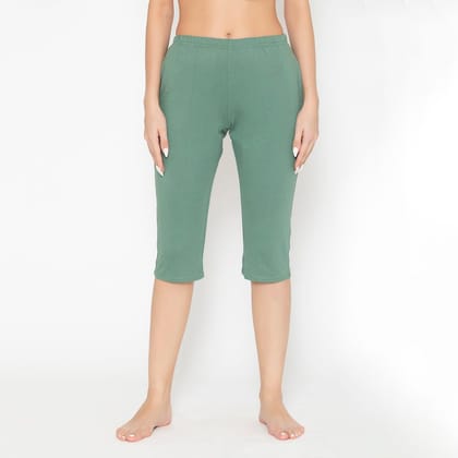 Women's Plain Knitted Capri - Green Myrtle S