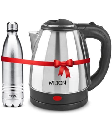 Milton Combo Set Go Electro 1.2 Ltrs Electric Kettle and Duo DLX 500 ml- Silver Thermosteel Hot or Cold Stainless Steel Water Bottle