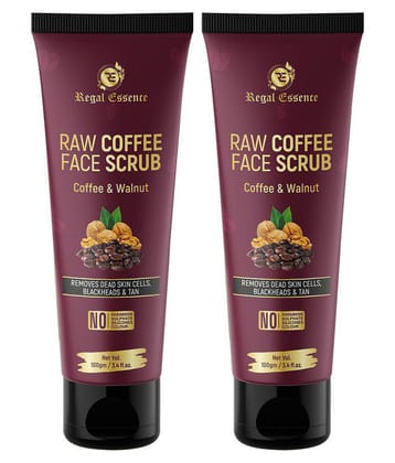 Regal Essence Raw Coffee Face Scrub for Women & Men with Walnut,Removes Dead Skin Cell, Blackheads,100gn(Pack of 2)