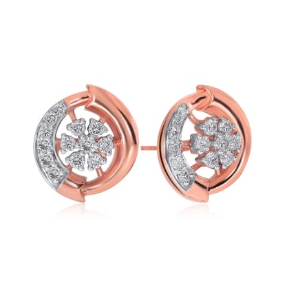 Senco Gold 18K Rose Gold Bloom of Freshness Diamond Studs Earrings (Gold Weight - 3.6 g / 0.28 carat / HI-SI)