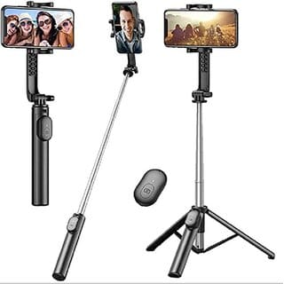 TecSox Y17 Durable Tripod and Bluetooth Selfie Stick (Black, Remote Included)