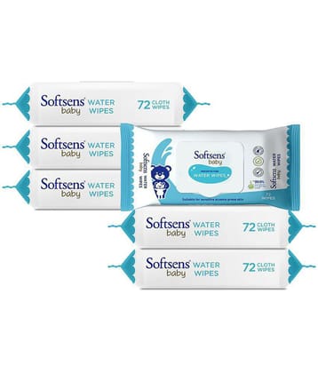 Softsens Baby 99.9% Pure Water Wipes,72 Wipes (Pack of 6) Pure Aloe Vera Extract Wipes For Babies