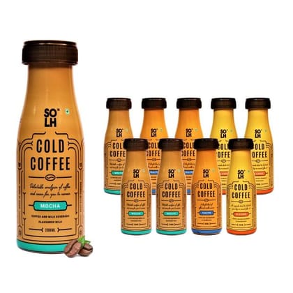 SOLH Assorted Cold Coffee Smooth, Creamy & Intense Bottle 200 Ml (Pack of 10)