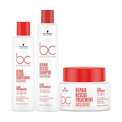 Schwarzkopf Professional Bonacure Peptide Repair Rescue Micellar Shampoo + Conditioner + Treatment - For Dry & Damaged Hair