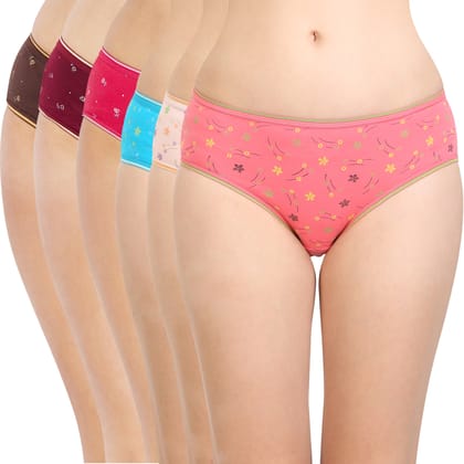 Bodycare women's combed cotton assorted Hipster Panty Pack of 6 ( E300400D )