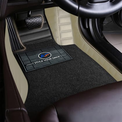 Autofurnish 9D Combination Custom Fitted Car Mats For Hyundai Elantra 2015 - Black HC-Beige-Black HC-Beige