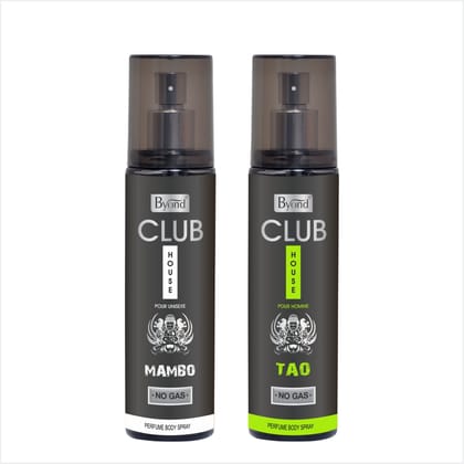 Byond Club House No Gas Deodorant, Unisex Perfume, Long Lasting Deo For Men And Women 24 Hour, Pack Of 2 (Mambo & Tao, 120Ml)