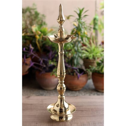 Indian Art Villa Pure Brass Stand/Pillar Diya/Deepak/Lamp/Lantern With Dome Design, Pooja, Home Decor & Diwali Gift Item-51cm / 1