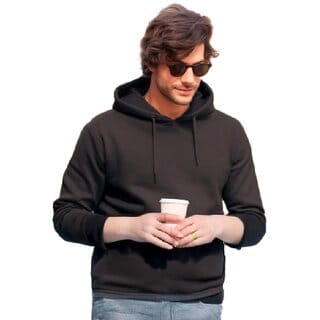 Fashlook Mens Black Solid Hooded Full Sleeve Sweatshirt