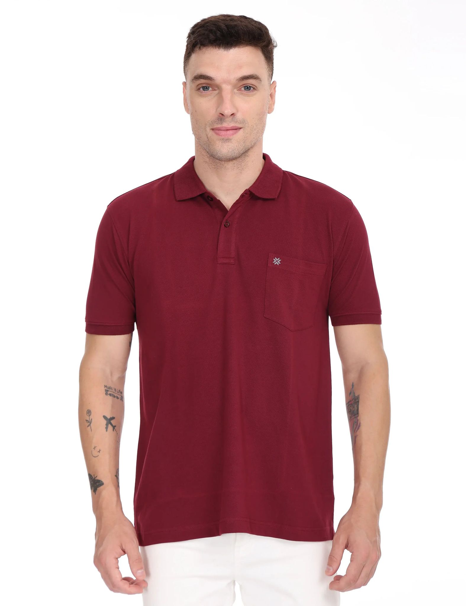 Coral Maroon Colour T-shirt - 7005-M