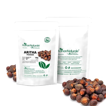 Kanan Naturale Soapnut Powder ( Aritha Powder) 200 gm (100 gm x 2 Packs ) (Size - 200gm) by Kerala Naturals