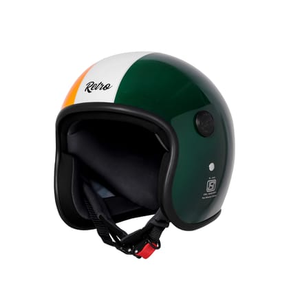 Steelbird SBH-55 Retro Lego Tricolor ISI Certified Open Face Helmet for Men and Women (Glossy Tricolor)-Medium 580 MM