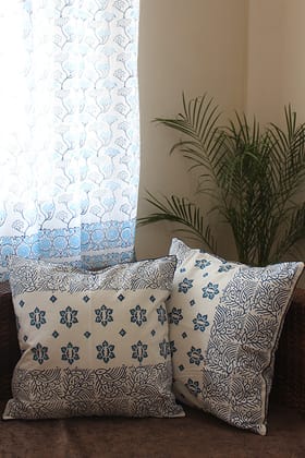 Sootisyahi 'Ambar' Handblock Printed Cotton Cushion Cover Set-36