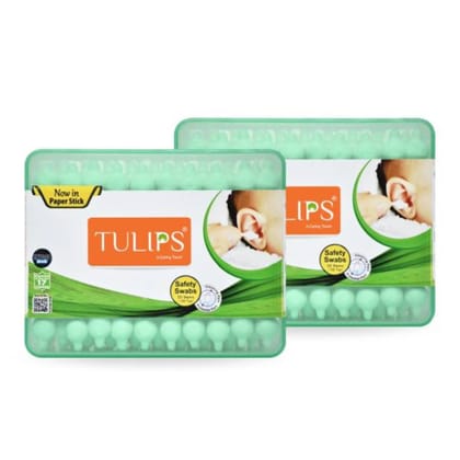 Tulips Baby Safety Cotton Ear Buds (With Ear Drum Protection) 50 Sticks (Pack of 2)