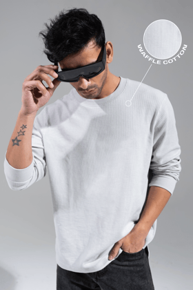 Waffle Long Sleeve T-Shirt - Grey-S