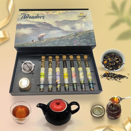 7 Wonders Tea Gift Set with infuser and honey | 9 flavorful Herbal Tea