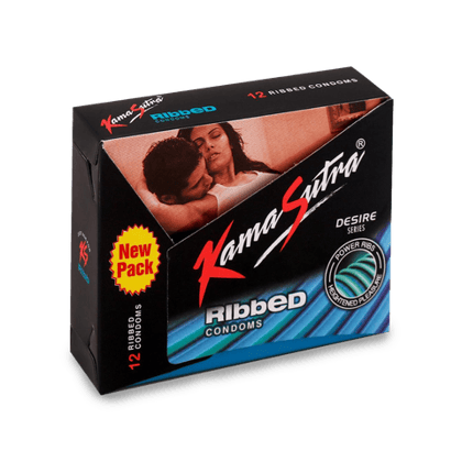 Kamasutra Ribbed Condoms,12 pcs Carton, 12 Units Pack