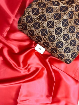 Red Color Plain Satin Silk Saree with Embroidered Blouse PS-Red