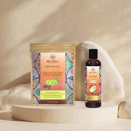 Hair Oil & Herbal Hair Mask Combo-in