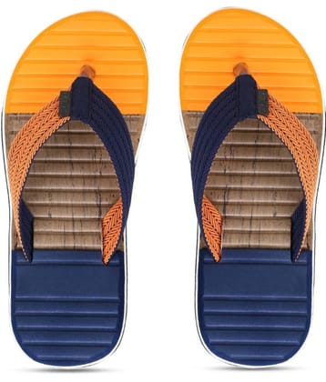 Leavess - Orange Mens Thong Flip Flop - None