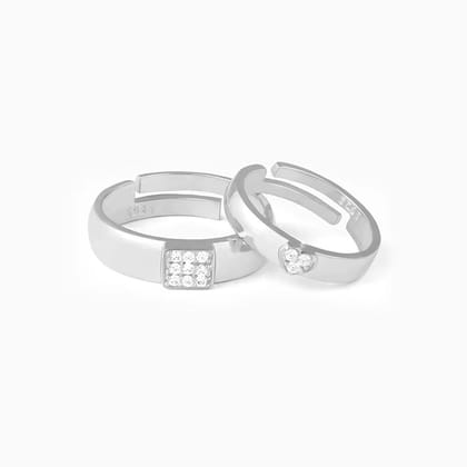 Silver Shining Love Couple Rings