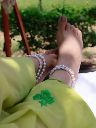 Kruti Pearls Anklets- Pair of 2-White