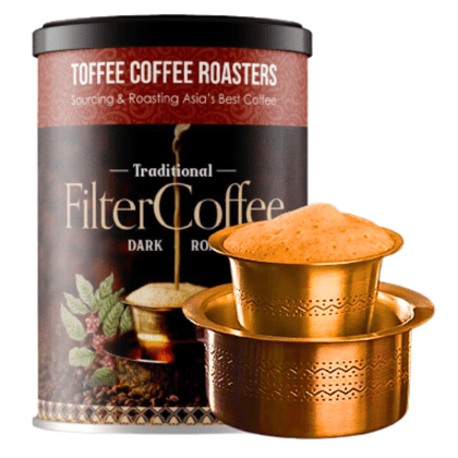 South Indian Traditional Filter Coffee - Dark Roast | Free Brass Dabara Set