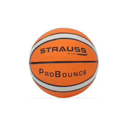 STRAUSS ProBounce Basketball Size 7 for Indoor-Outdoor Training, Suitable for Hard Surface, Wooden, Synthetic, for Kids and Adults-STRAUSS ProBounce Basketball Size 7 | Professional Basket Ball f