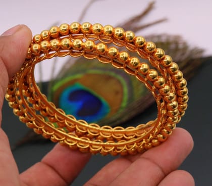 Vintage design handmade indian antique style solid gold bangle bracelet fabulous women's tribal jewelry from india ba43-2.125